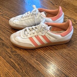 Adidas Women's Samba White and Coral/pink Sneakers